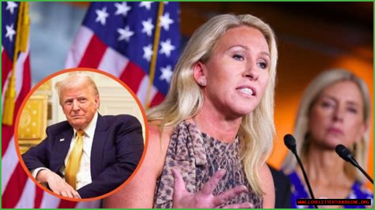 Marjorie Taylor Greene foams at the mouth over Donald Trump sitting in a chair and talking